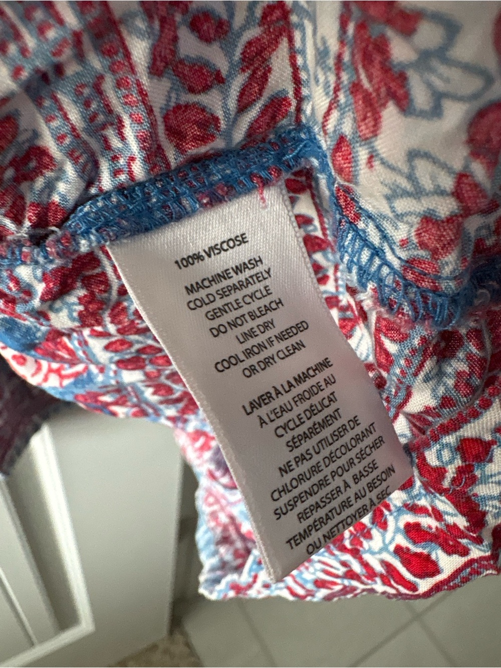 BeachLunchLounge Blue & red paisley print maxi dress with tassel detail, size M - Picture 6 of 7
